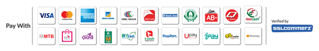 Payment methods accepted via SSLCommerz